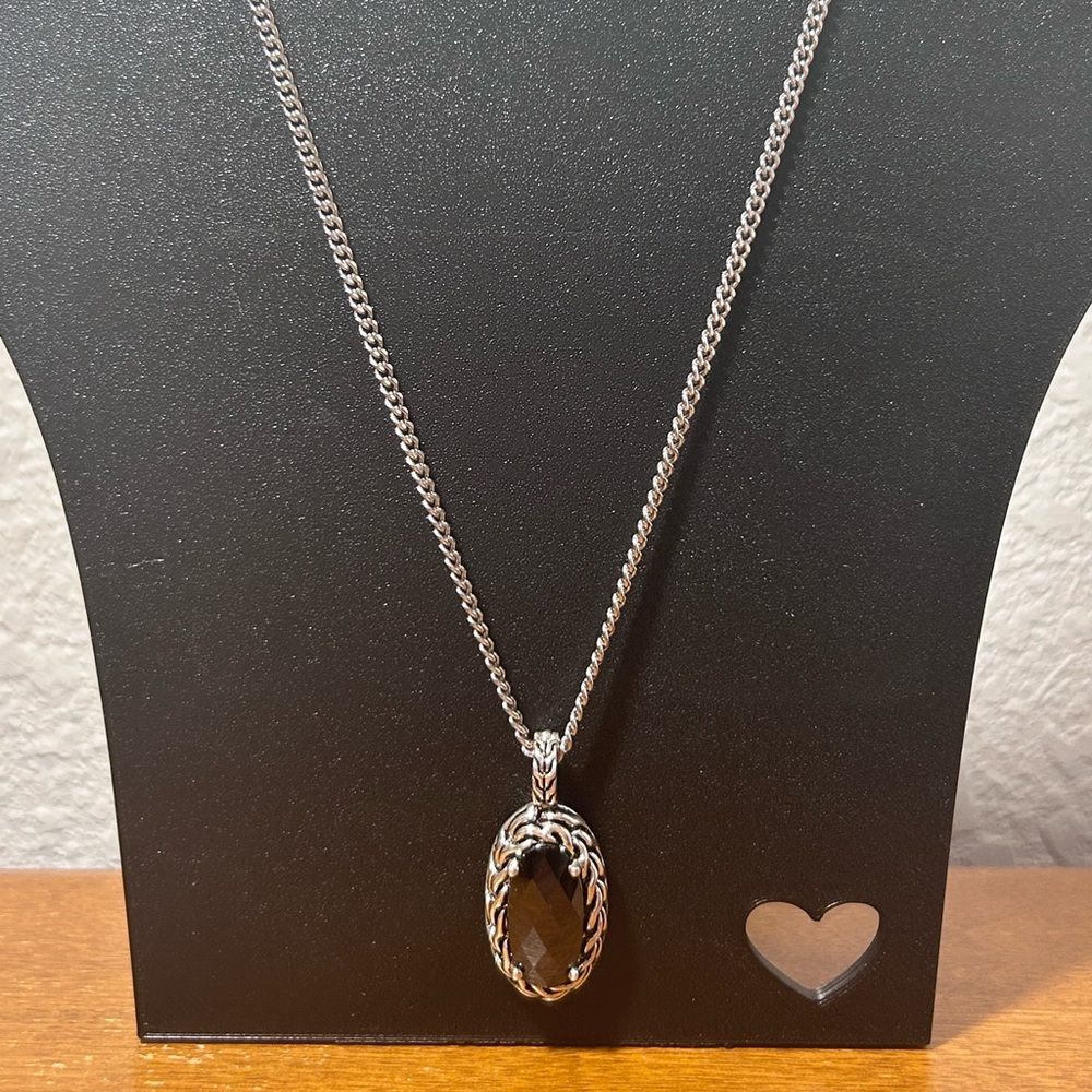 Premiere Designs Silver Tone Black Pendant Necklac